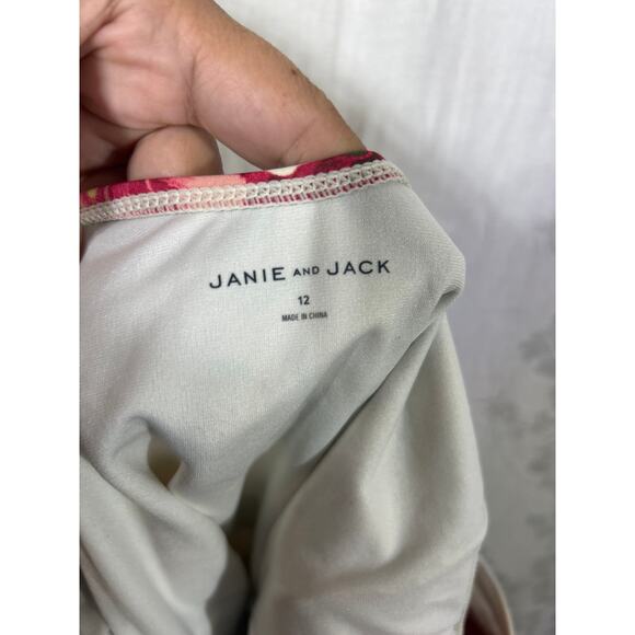 Janie Jack Swim Suit 12 One Piece Yellow Green Pink Floral Ruffle Sleeves - Picture 5 of 6